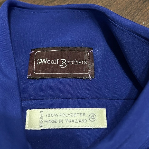 Woolf Bros Vintage 90s Light Academia  Cobalt Electric Blue High Neck Blouse M - Picture 4 of 7